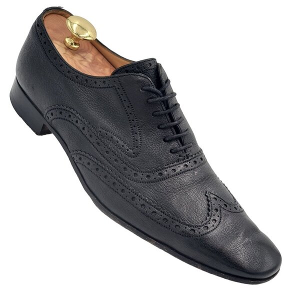 Vintage Bally Switzerland Dress Shoes Men size 9.5 Black Leather Wingtip Oxfords main image 6